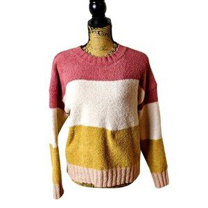 TXS Womens S Oversized Sweater Coastal Fuzzy Cozy Soft Textured Cabin Core